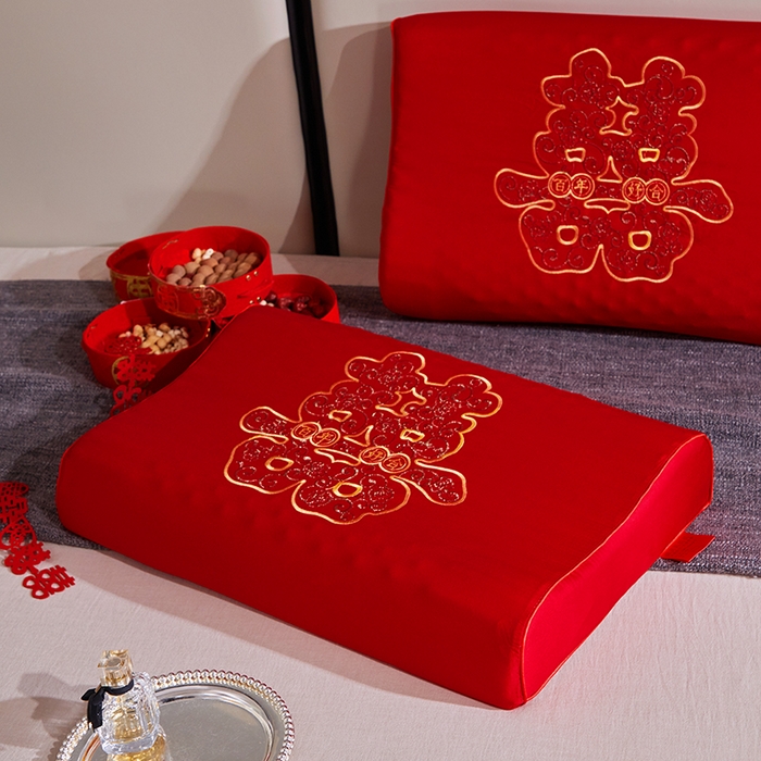 91家纺网 家纺一手货源 找家纺 （总）四川牛皮席 2025新款全棉纯棉刺绣莫代尔婚庆乳胶枕枕头枕芯