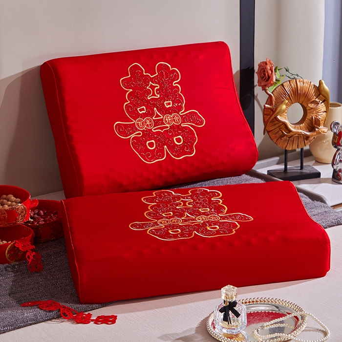 91家纺网 家纺一手货源 找家纺 （总）四川牛皮席 2025新款全棉纯棉刺绣莫代尔婚庆乳胶枕枕头枕芯