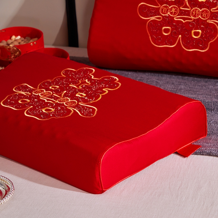 91家纺网 家纺一手货源 找家纺 （总）四川牛皮席 2025新款全棉纯棉刺绣莫代尔婚庆乳胶枕枕头枕芯