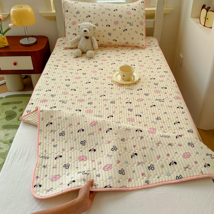 91家纺网 家纺一手货源 找家纺 金丝鸟家纺 2025新款全棉双层纱软床垫床褥床盖 哈哈派对