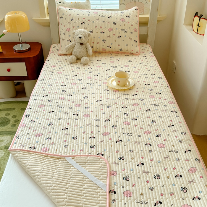 91家纺网 家纺一手货源 找家纺 金丝鸟家纺 2025新款全棉双层纱软床垫床褥床盖 哈哈派对