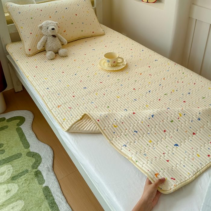 91家纺网 家纺一手货源 找家纺 金丝鸟家纺 2025新款全棉双层纱软床垫床褥床盖 奶酪派