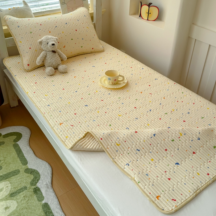 91家纺网 家纺一手货源 找家纺 金丝鸟家纺 2025新款全棉双层纱软床垫床褥床盖 奶酪派