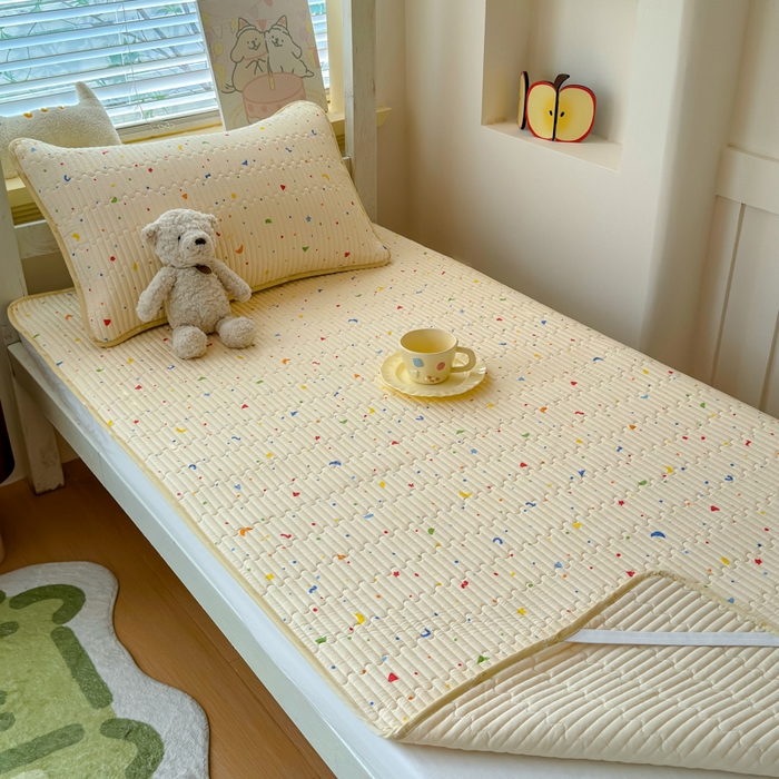 91家纺网 家纺一手货源 找家纺 金丝鸟家纺 2025新款全棉双层纱软床垫床褥床盖 奶酪派