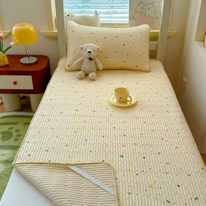 91家纺网 家纺一手货源 找家纺 金丝鸟家纺 2025新款全棉双层纱软床垫床褥床盖 奶酪派