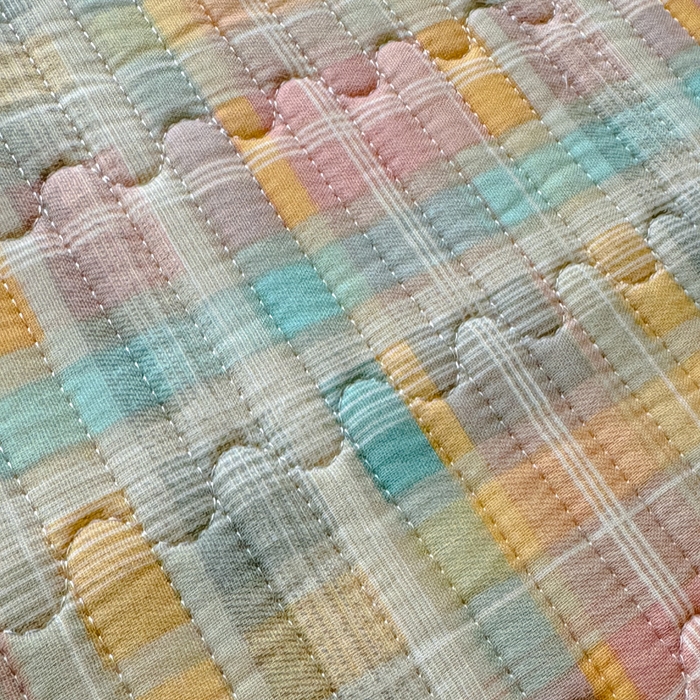 91家纺网 家纺一手货源 找家纺 金丝鸟家纺 2025新款全棉双层纱软床垫床褥床盖 七彩方格