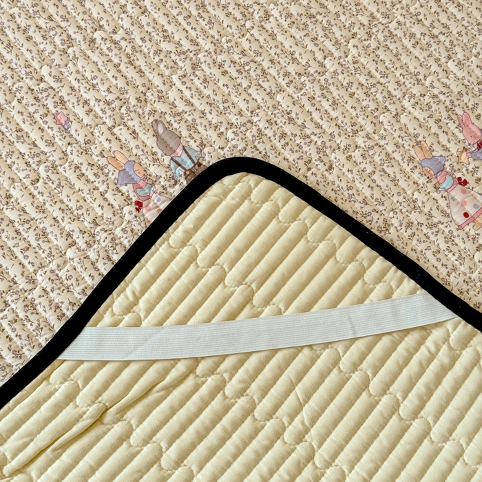 91家纺网 家纺一手货源 找家纺 金丝鸟家纺 2025新款全棉双层纱软床垫床褥床盖 野餐兔兔