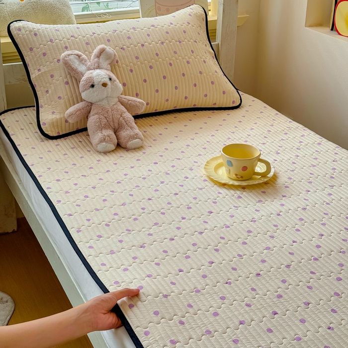 金丝鸟家纺 2025新款全棉双层纱软床垫床褥床盖 珍珠见月-紫