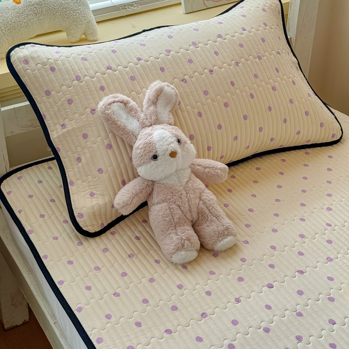 91家纺网 家纺一手货源 找家纺 金丝鸟家纺 2025新款全棉双层纱软床垫床褥床盖 珍珠见月-紫