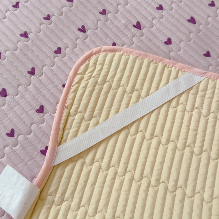 91家纺网 家纺一手货源 找家纺 金丝鸟家纺 2025新款全棉双层纱软床垫床褥床盖 紫色爱心