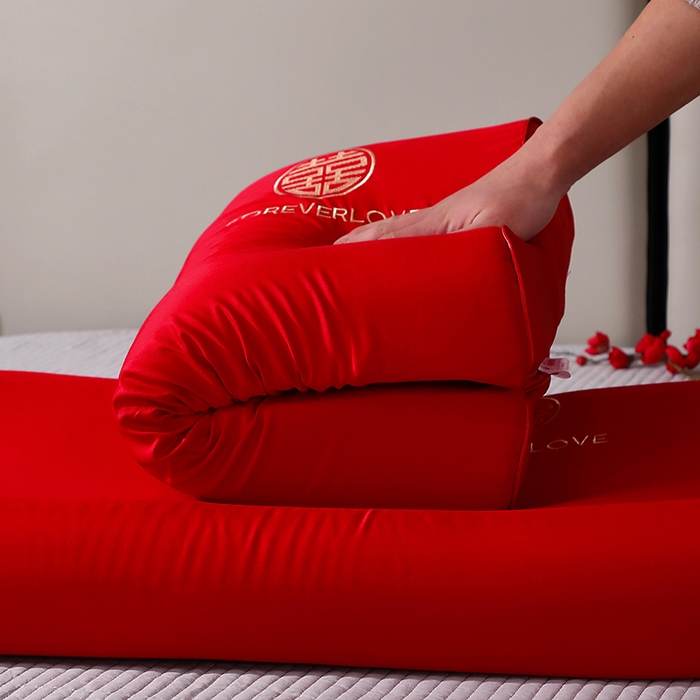 91家纺网 家纺一手货源 找家纺 （总）四川牛皮席 2025新款双喜临门全棉纯棉乳胶枕头枕芯