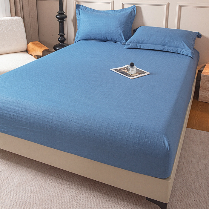 91家纺网 家纺一手货源 找家纺 露梦家纺 2025外贸内销跨境电商亚马逊速卖通磨毛单床笠三件套欧美尺寸多多跨境平台TEMU SHEIN笠高30 雅格-蓝色