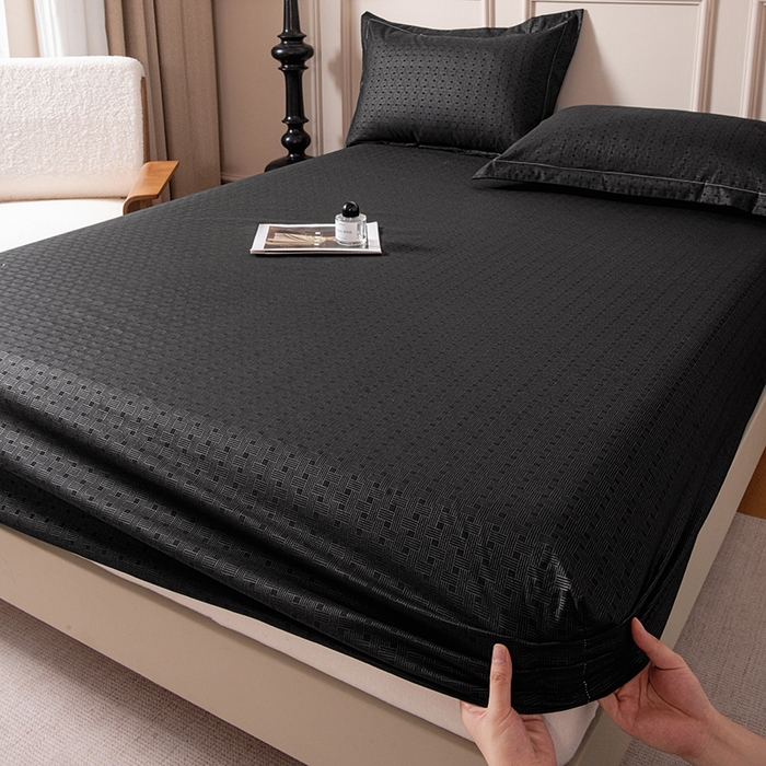 91家纺网 家纺一手货源 找家纺 露梦家纺 2025外贸内销跨境电商亚马逊速卖通磨毛单床笠三件套欧美尺寸多多跨境平台TEMU SHEIN笠高30 雅格-黑色