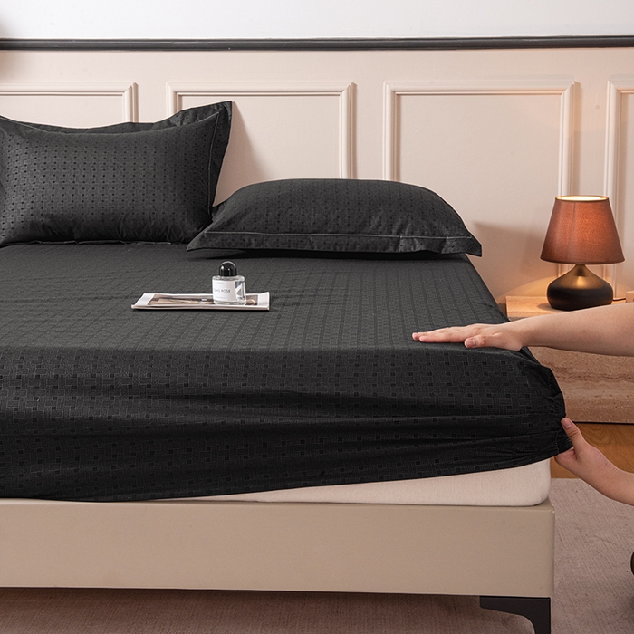 91家纺网 家纺一手货源 找家纺 露梦家纺 2025外贸内销跨境电商亚马逊速卖通磨毛单床笠三件套欧美尺寸多多跨境平台TEMU SHEIN笠高30 雅格-黑色