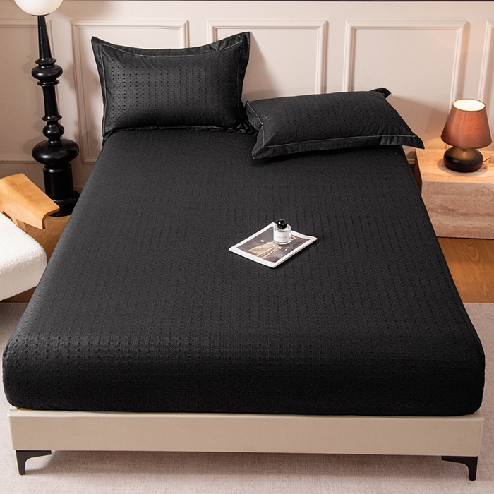 91家纺网 家纺一手货源 找家纺 露梦家纺 2025外贸内销跨境电商亚马逊速卖通磨毛单床笠三件套欧美尺寸多多跨境平台TEMU SHEIN笠高30 雅格-黑色