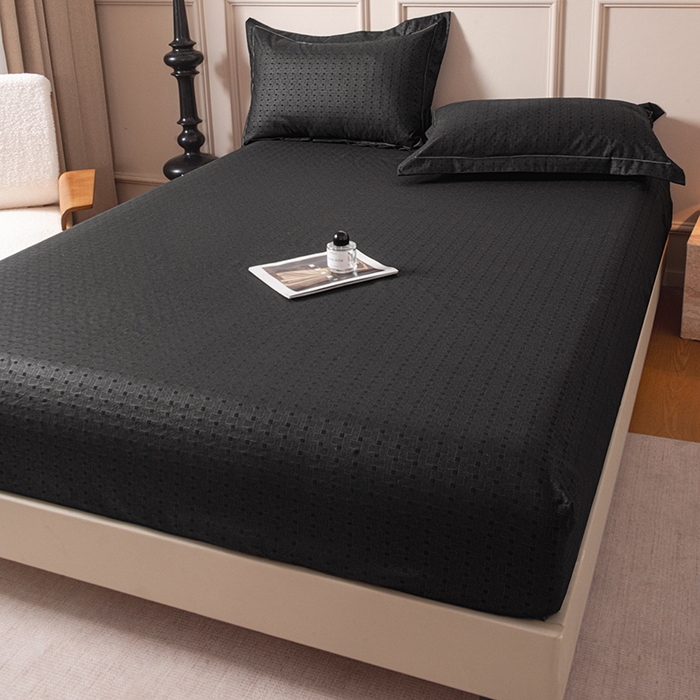 91家纺网 家纺一手货源 找家纺 露梦家纺 2025外贸内销跨境电商亚马逊速卖通磨毛单床笠三件套欧美尺寸多多跨境平台TEMU SHEIN笠高30 雅格-黑色