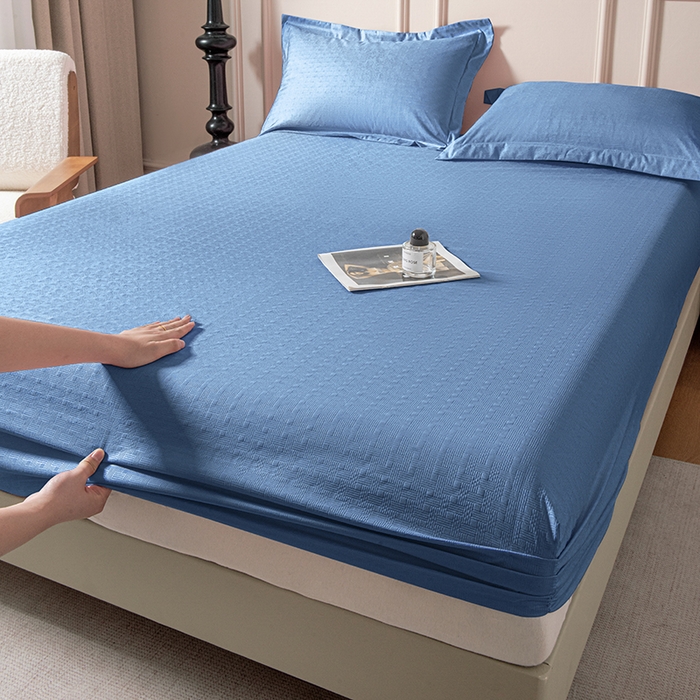 91家纺网 家纺一手货源 找家纺 露梦家纺 2025外贸内销跨境电商亚马逊速卖通磨毛单床笠三件套欧美尺寸多多跨境平台TEMU SHEIN笠高30 雅格-蓝色