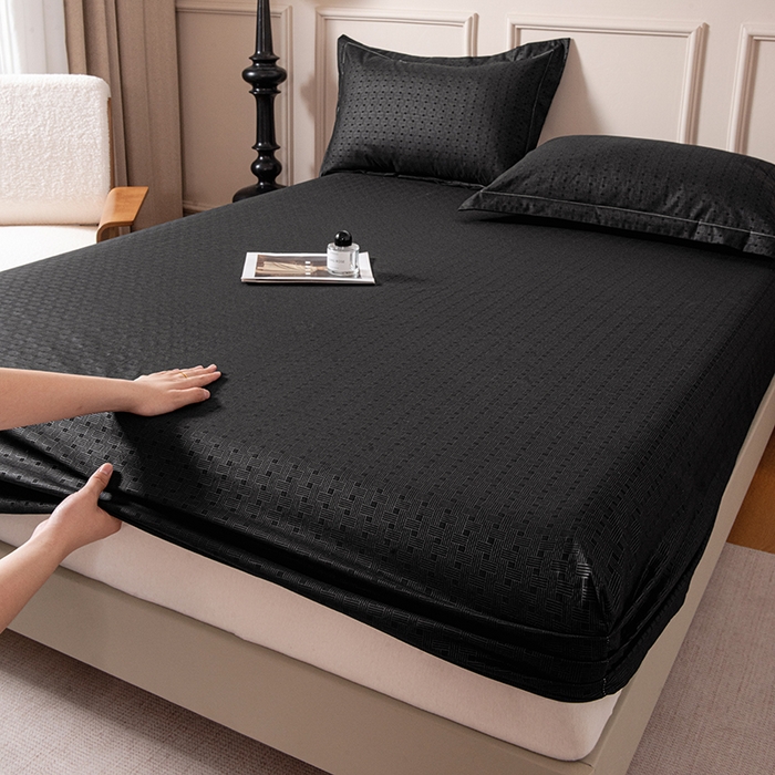 91家纺网 家纺一手货源 找家纺 露梦家纺 2025外贸内销跨境电商亚马逊速卖通磨毛单床笠三件套欧美尺寸多多跨境平台TEMU SHEIN笠高30 雅格-黑色