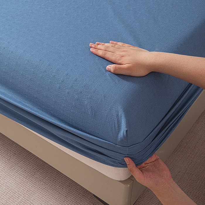 91家纺网 家纺一手货源 找家纺 露梦家纺 2025外贸内销跨境电商亚马逊速卖通磨毛单床笠三件套欧美尺寸多多跨境平台TEMU SHEIN笠高30 雅格-蓝色