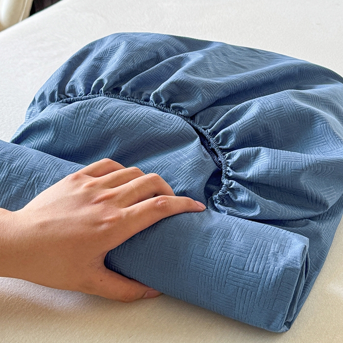 91家纺网 家纺一手货源 找家纺 露梦家纺 2025外贸内销跨境电商亚马逊速卖通磨毛单床笠三件套欧美尺寸多多跨境平台TEMU SHEIN笠高30 雅格-蓝色