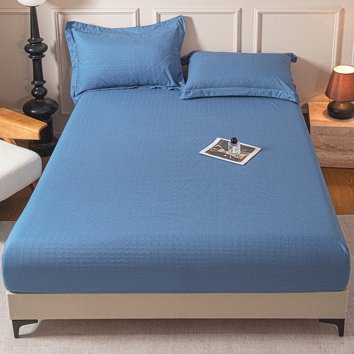 91家纺网 家纺一手货源 找家纺 露梦家纺 2025外贸内销跨境电商亚马逊速卖通磨毛单床笠三件套欧美尺寸多多跨境平台TEMU SHEIN笠高30 雅格-蓝色