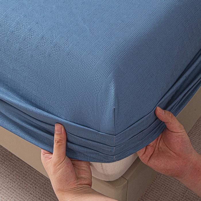 91家纺网 家纺一手货源 找家纺 露梦家纺 2025外贸内销跨境电商亚马逊速卖通磨毛单床笠三件套欧美尺寸多多跨境平台TEMU SHEIN笠高30 雅格-蓝色