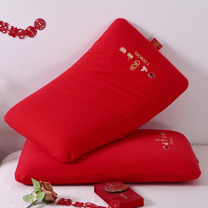 （总）四川牛皮席 2025新款全棉纯棉针织红石榴多子多福婚庆枕