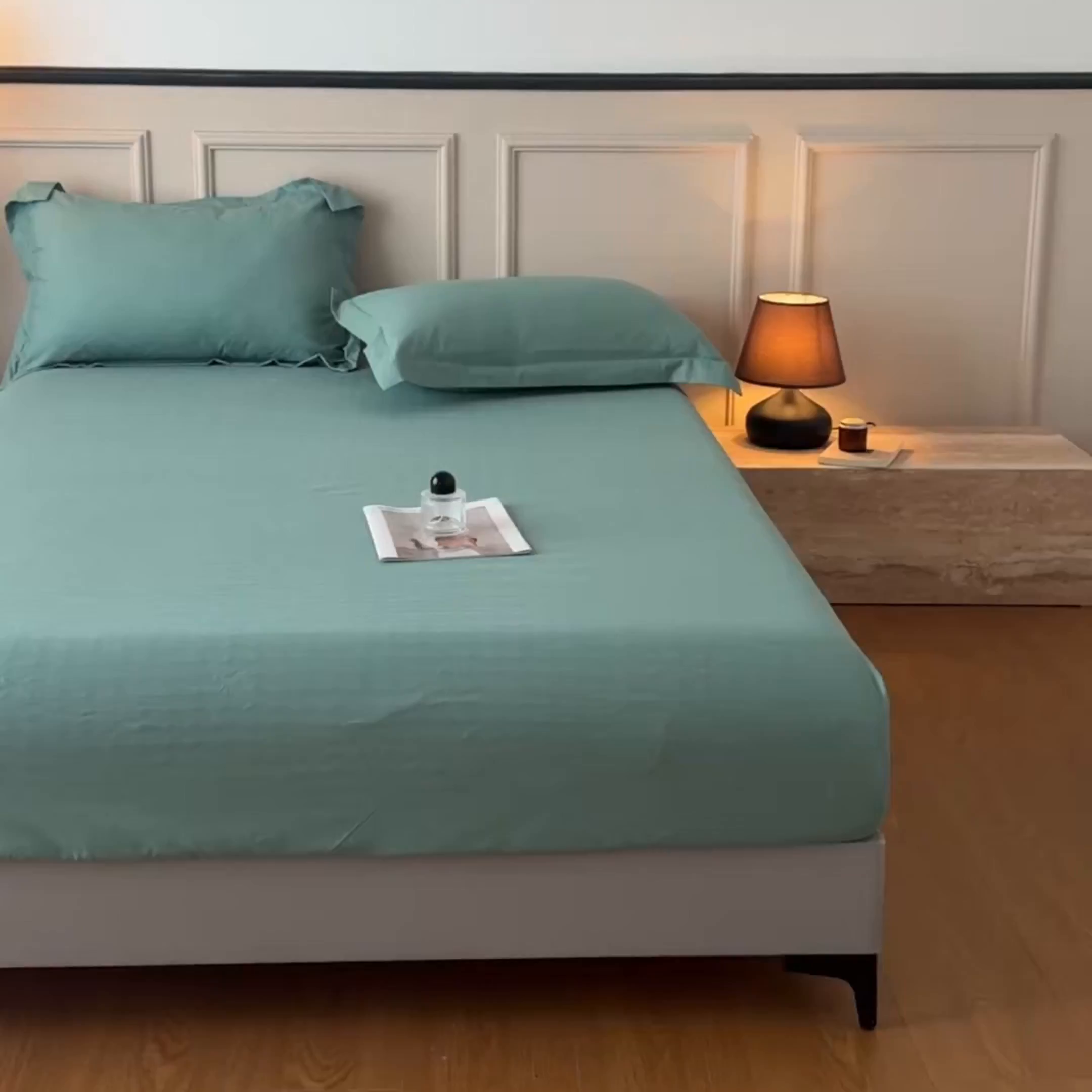 91家纺网 家纺一手货源 找家纺 露梦家纺 2025外贸内销跨境电商亚马逊速卖通磨毛单床笠三件套欧美尺寸多多跨境平台TEMU SHEIN笠高30 雅格-松绿