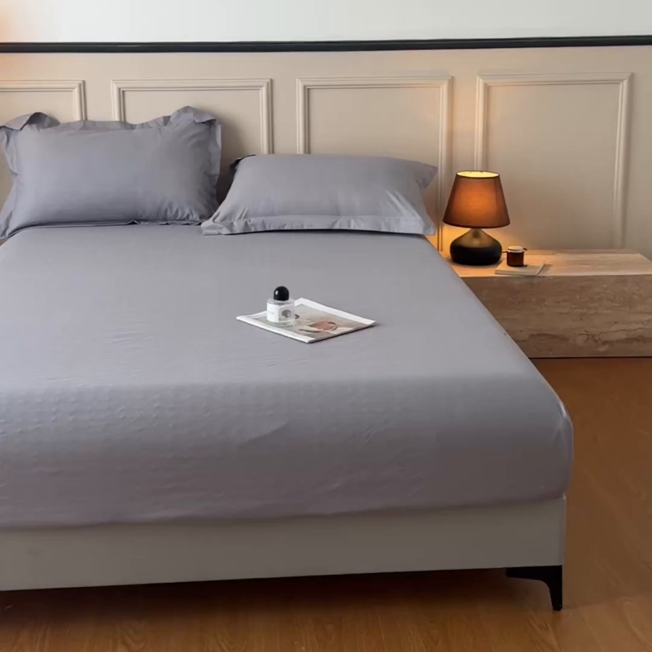 91家纺网 家纺一手货源 找家纺 露梦家纺 2025外贸内销跨境电商亚马逊速卖通磨毛单床笠三件套欧美尺寸多多跨境平台TEMU SHEIN笠高30 雅格-浅灰