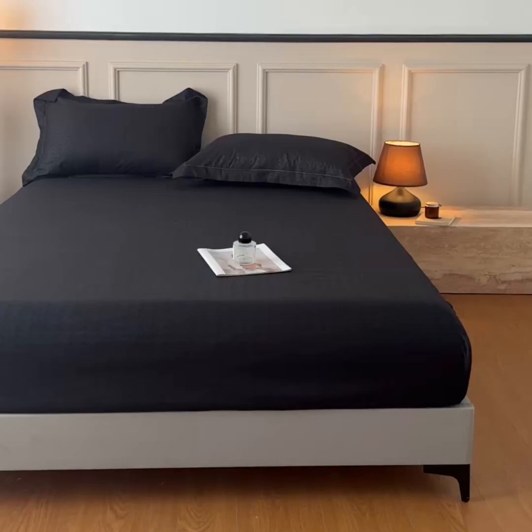 91家纺网 家纺一手货源 找家纺 露梦家纺 2025外贸内销跨境电商亚马逊速卖通磨毛单床笠三件套欧美尺寸多多跨境平台TEMU SHEIN笠高30 雅格-黑色