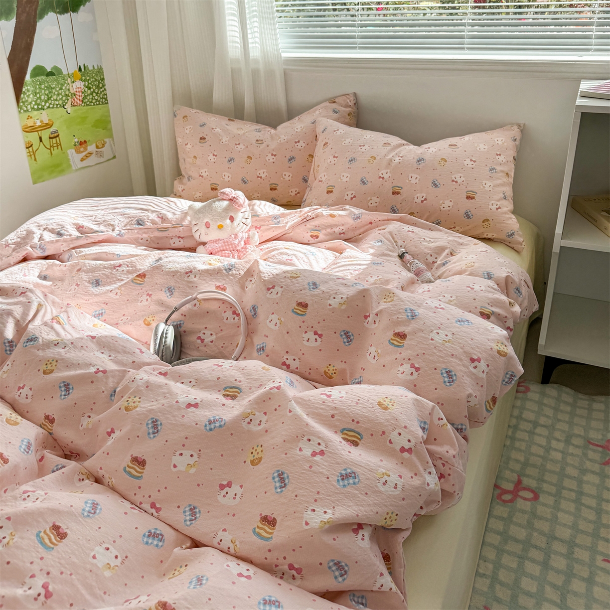 91家纺网 家纺一手货源 找家纺 （总）多品家纺 2025新款超柔云感双层纱四件套