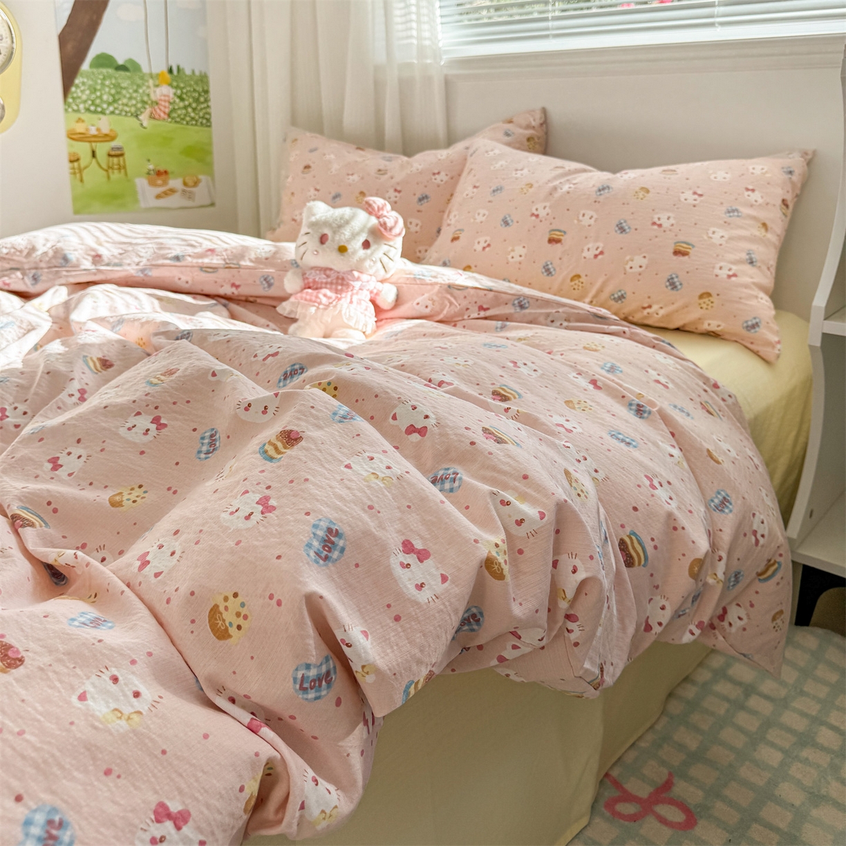 91家纺网 家纺一手货源 找家纺 （总）多品家纺 2025新款超柔云感双层纱四件套