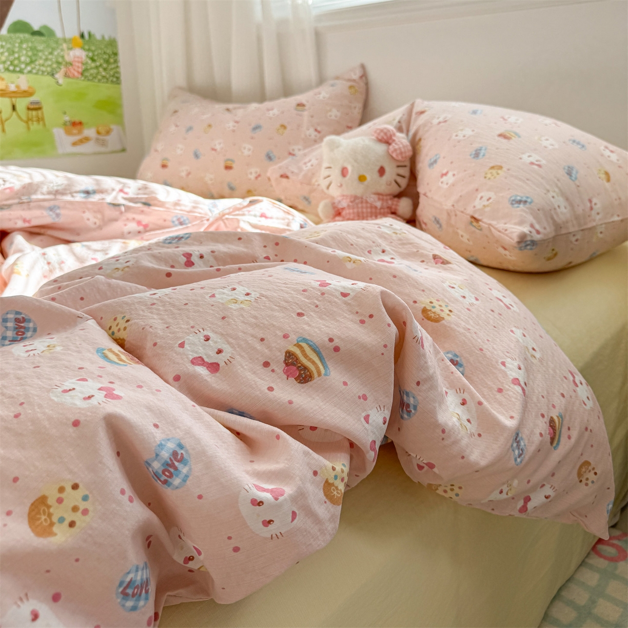 91家纺网 家纺一手货源 找家纺 （总）多品家纺 2025新款超柔云感双层纱四件套