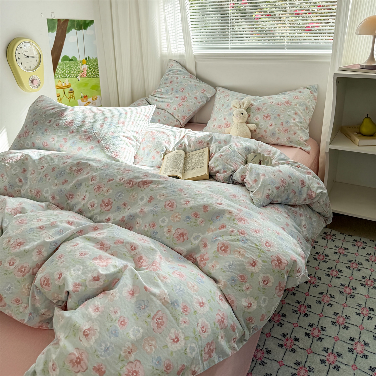 91家纺网 家纺一手货源 找家纺 多品家纺 2025新款超柔云感双层纱四件套 花城兰