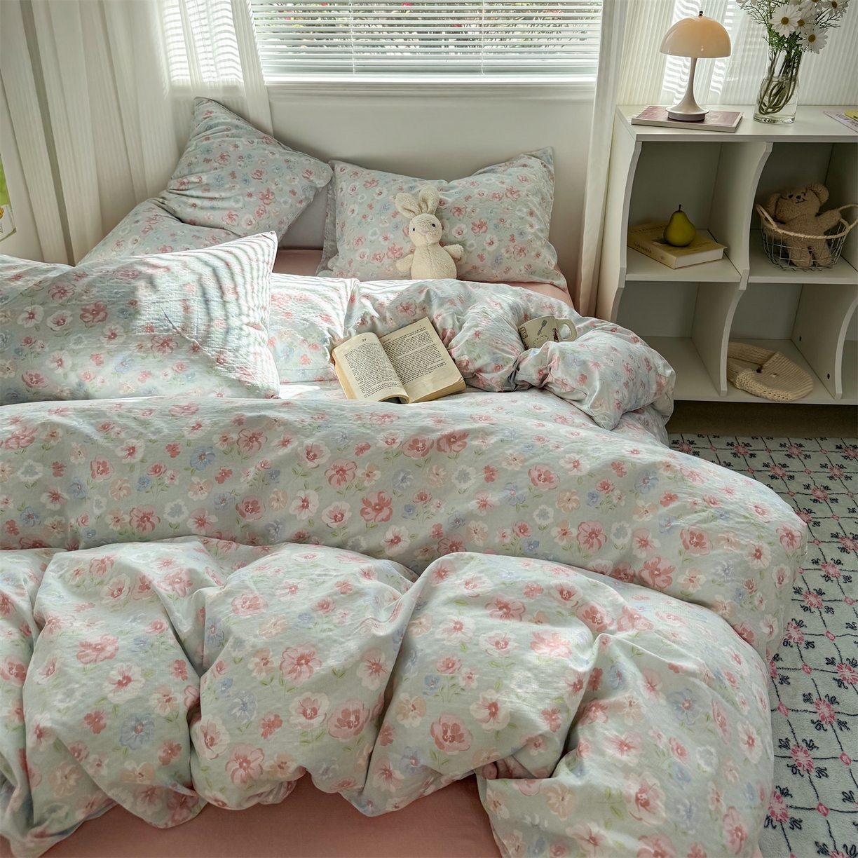 91家纺网 家纺一手货源 找家纺 多品家纺 2025新款超柔云感双层纱四件套 花城兰