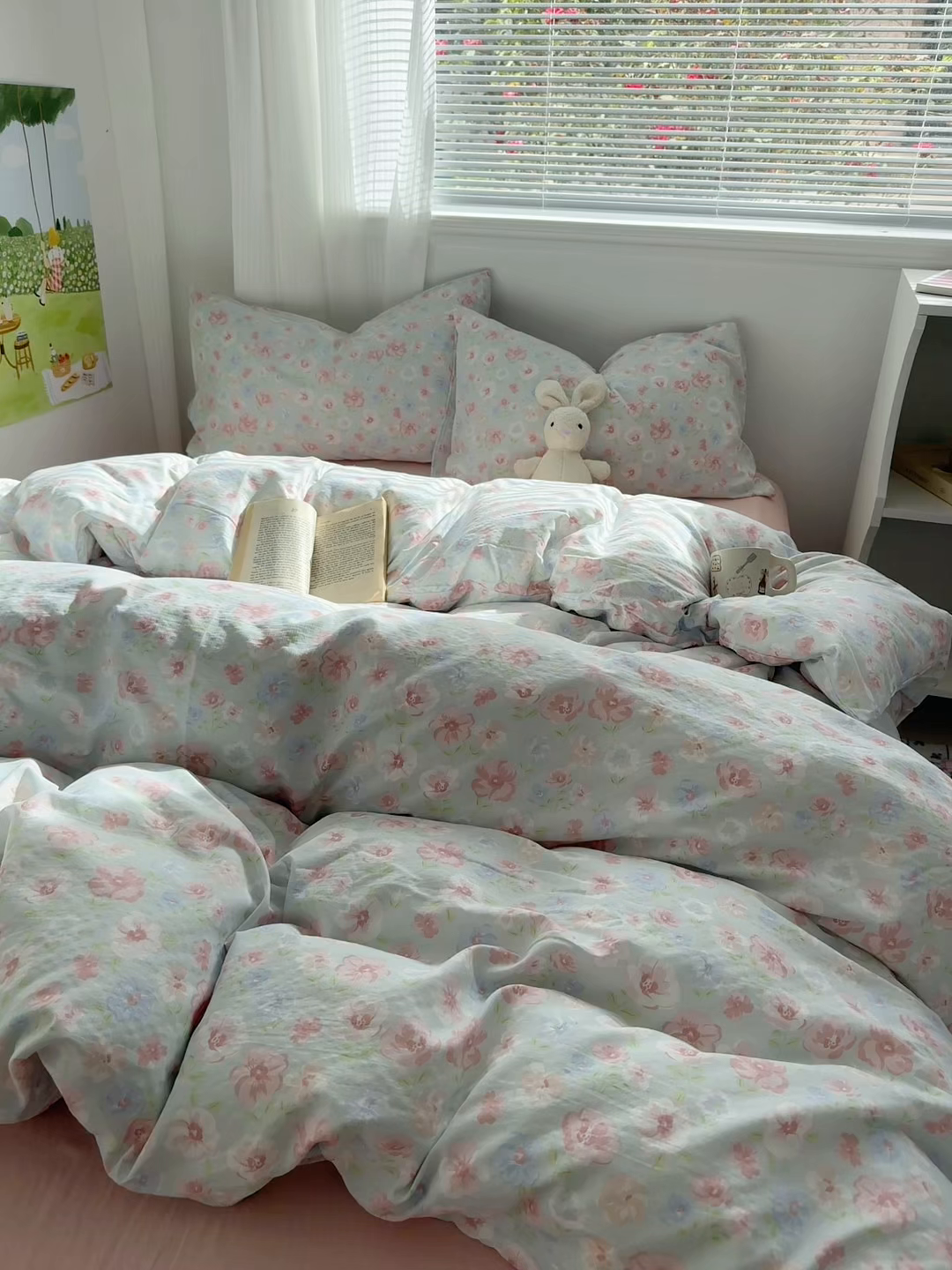 91家纺网 家纺一手货源 找家纺 多品家纺 2025新款超柔云感双层纱四件套 花城兰