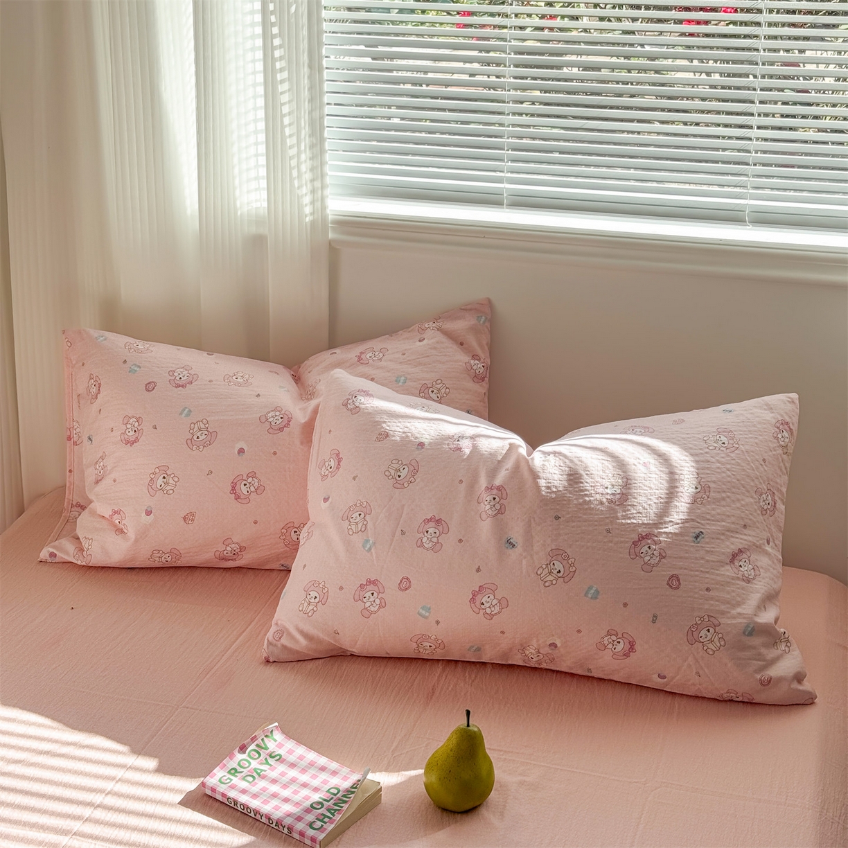 91家纺网 家纺一手货源 找家纺 多品家纺 2025新款超柔云感双层纱四件套 可爱贝贝