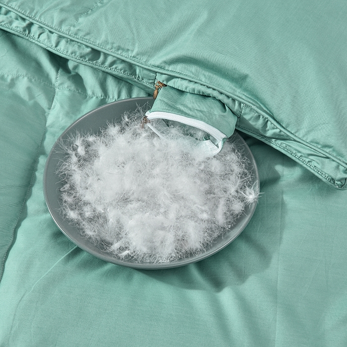 91家纺网 家纺一手货源 找家纺 四川牛皮席 2025秋冬新款95白鹅绒被 白天鹅-清新绿