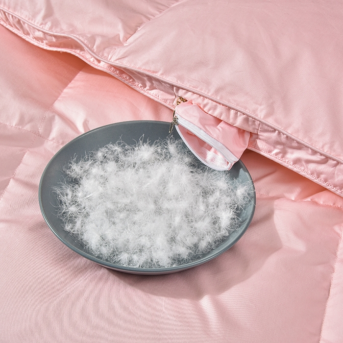 91家纺网 家纺一手货源 找家纺 四川牛皮席 2025秋冬新款95白鹅绒被 白天鹅-粉玉