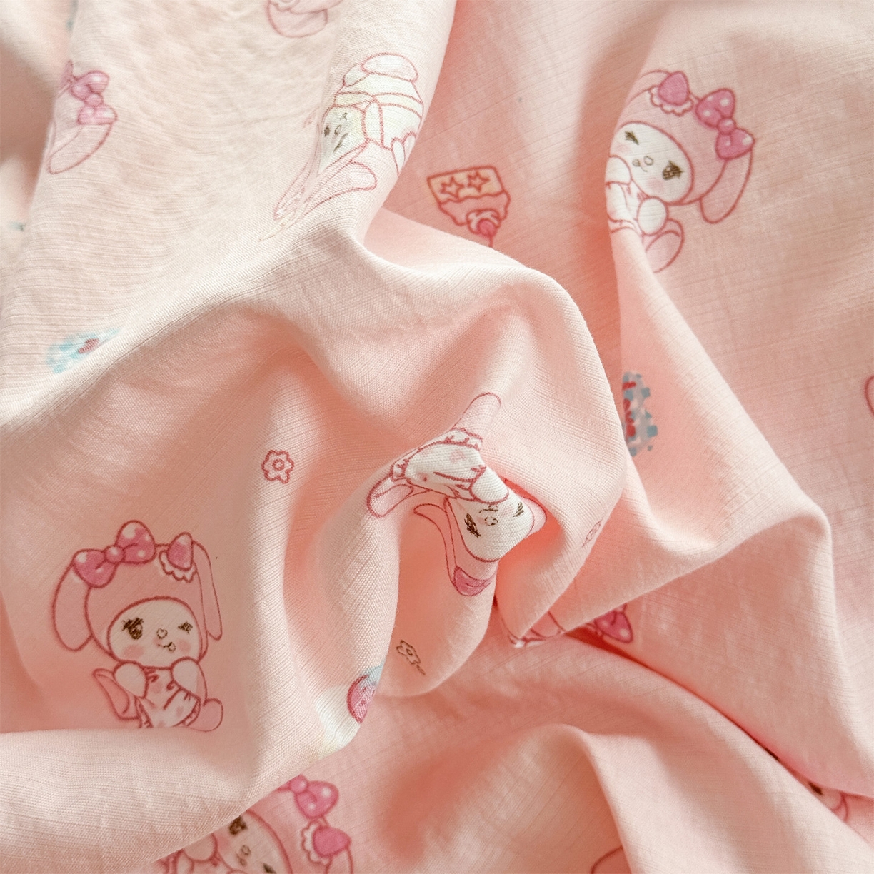 91家纺网 家纺一手货源 找家纺 多品家纺 2025新款超柔云感双层纱四件套 可爱贝贝