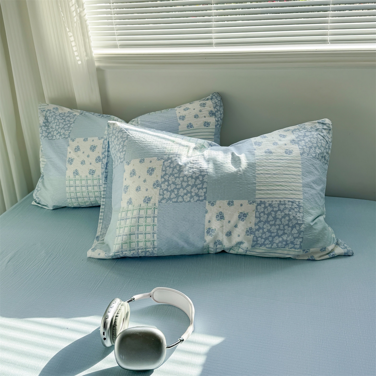 91家纺网 家纺一手货源 找家纺 多品家纺 2025新款超柔云感双层纱四件套 兰花园