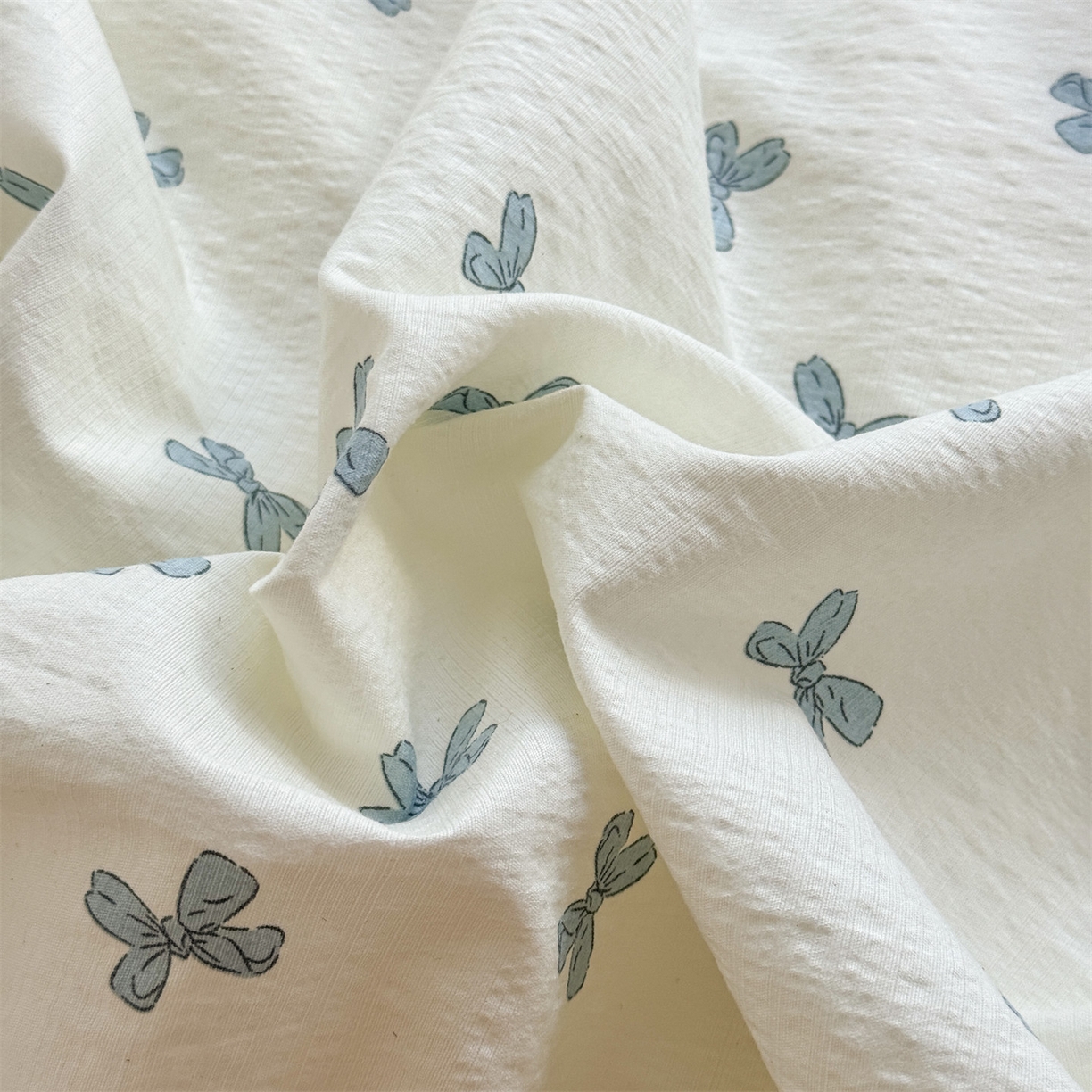 91家纺网 家纺一手货源 找家纺 多品家纺 2025新款超柔云感双层纱四件套 蓝蝶