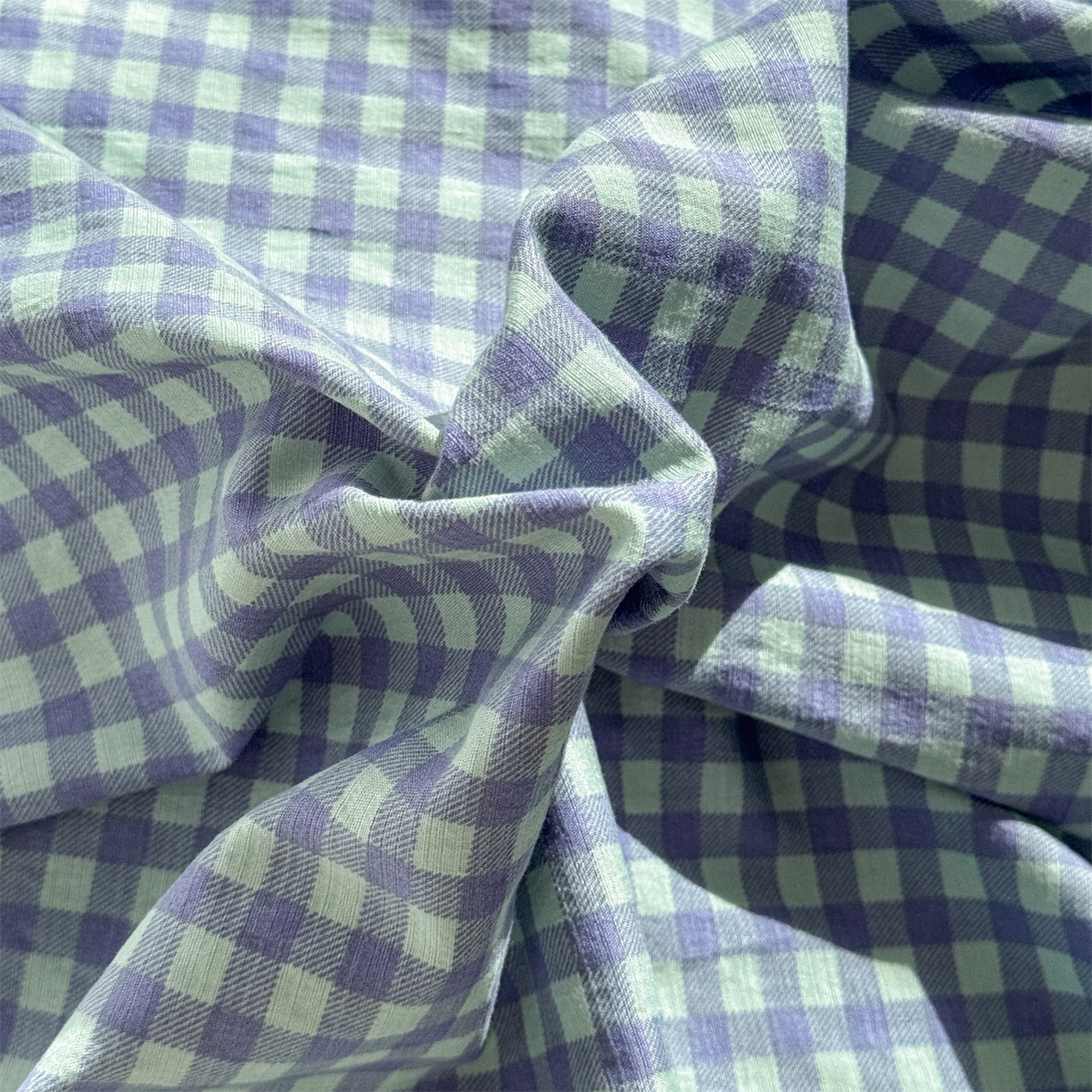 91家纺网 家纺一手货源 找家纺 多品家纺 2025新款超柔云感双层纱四件套 绿格