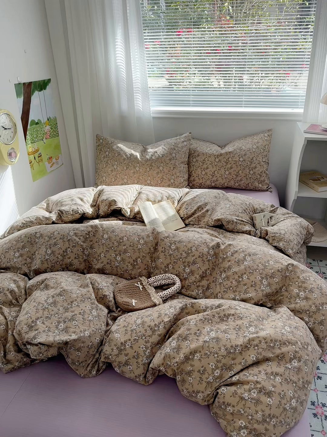 91家纺网 家纺一手货源 找家纺 多品家纺 2025新款超柔云感双层纱四件套 漫步花庭