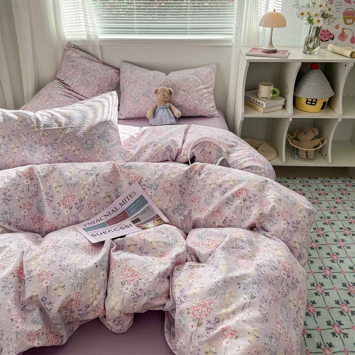 91家纺网 家纺一手货源 找家纺 多品家纺 2025新款超柔云感双层纱四件套 梦境紫