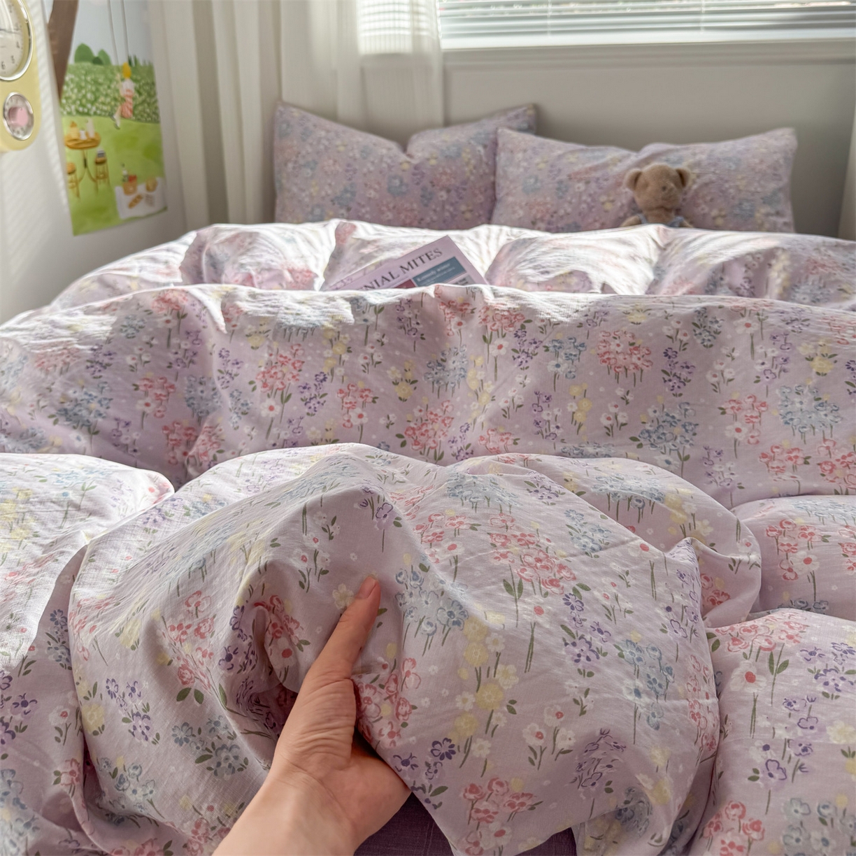 91家纺网 家纺一手货源 找家纺 多品家纺 2025新款超柔云感双层纱四件套 梦境紫