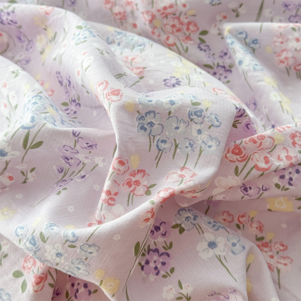 91家纺网 家纺一手货源 找家纺 多品家纺 2025新款超柔云感双层纱四件套 梦境紫