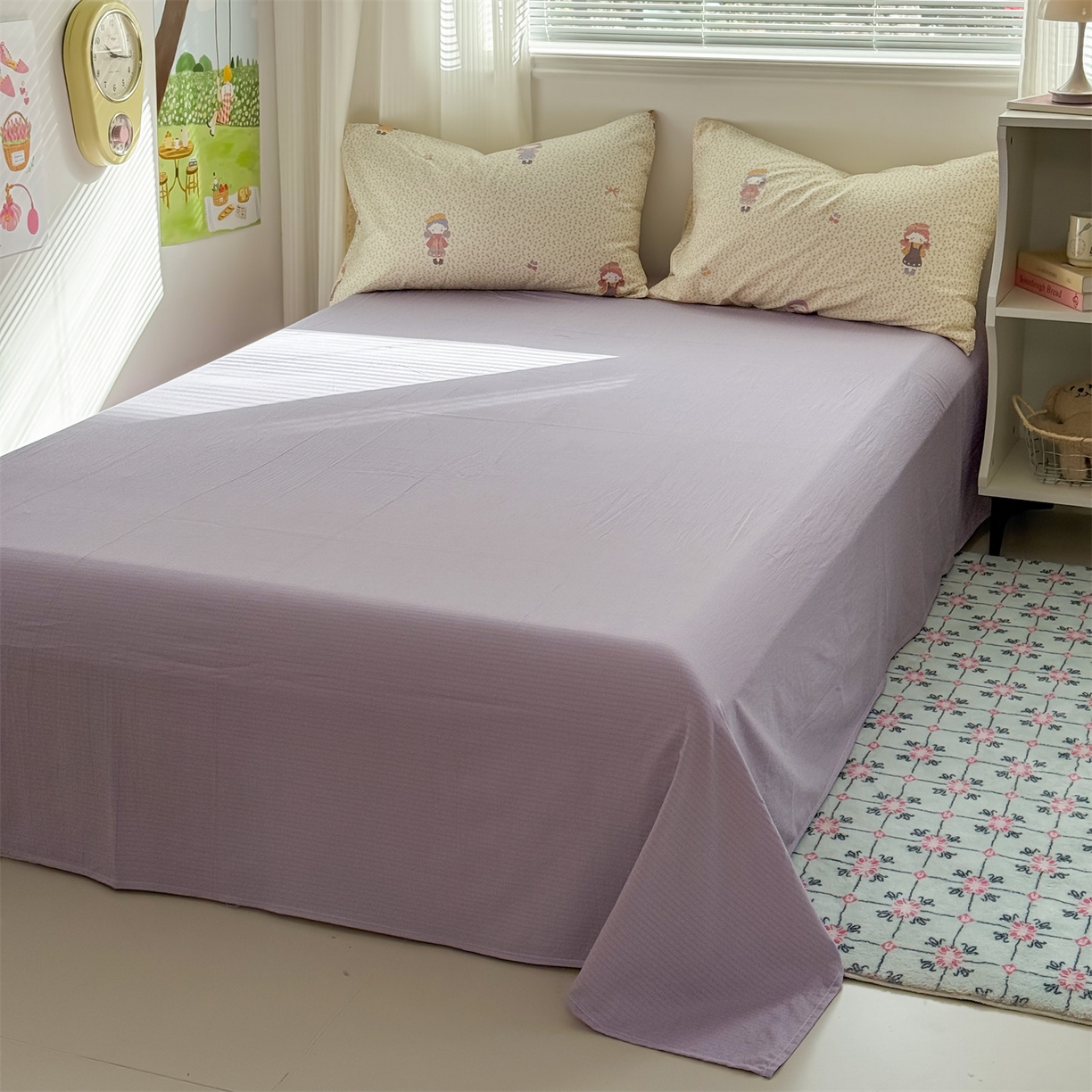 91家纺网 家纺一手货源 找家纺 多品家纺 2025新款超柔云感双层纱四件套 米塔丫丫