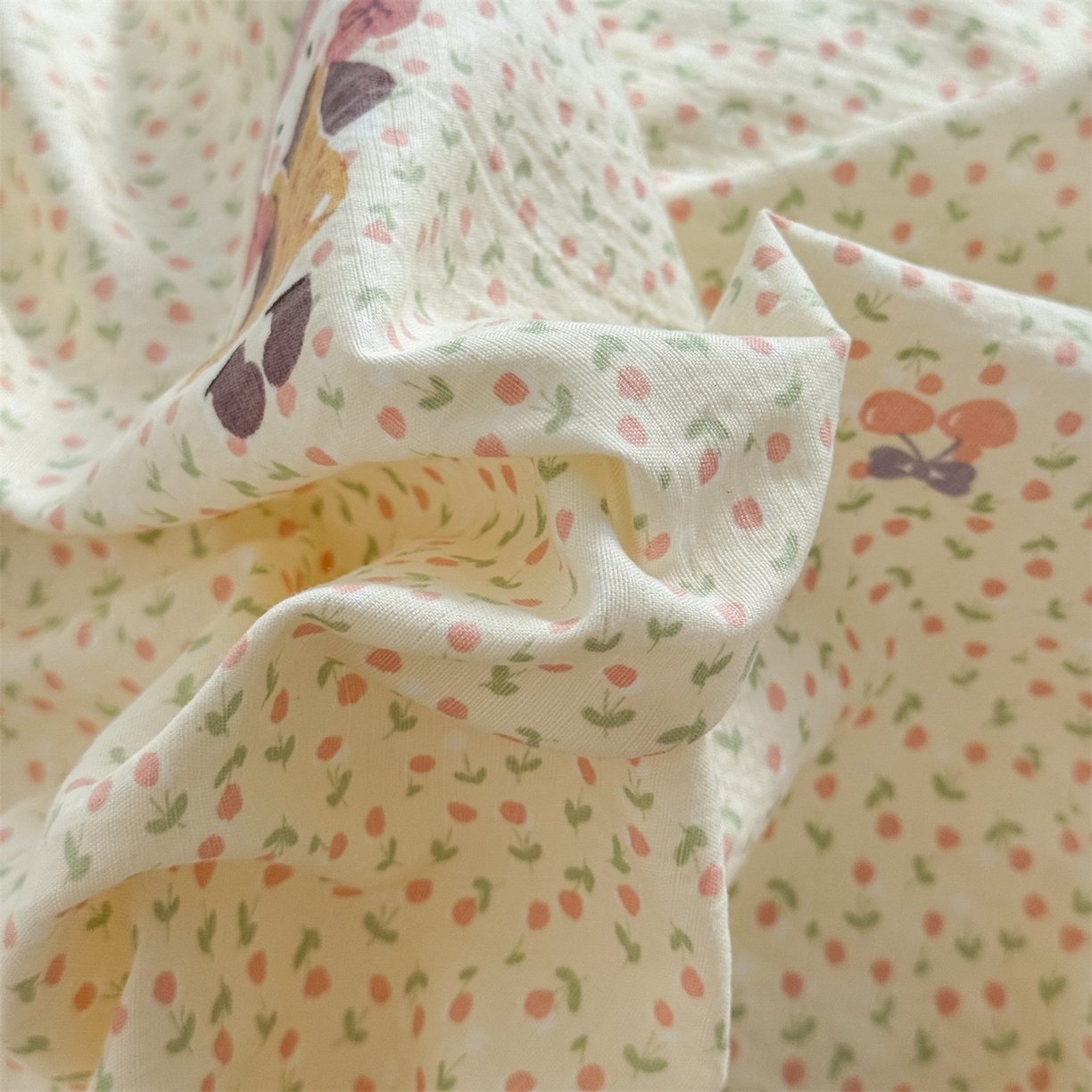 91家纺网 家纺一手货源 找家纺 多品家纺 2025新款超柔云感双层纱四件套 米塔丫丫