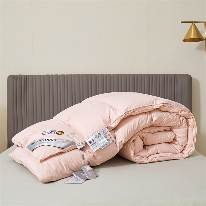 91家纺网 家纺一手货源 找家纺 四川牛皮席 2025新款三防羽绒被鹅绒被 被子被芯 粉玉